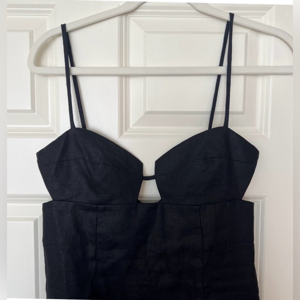 Reformation Malibu Linen Dress Black Size 6 - Picture 6 of 13